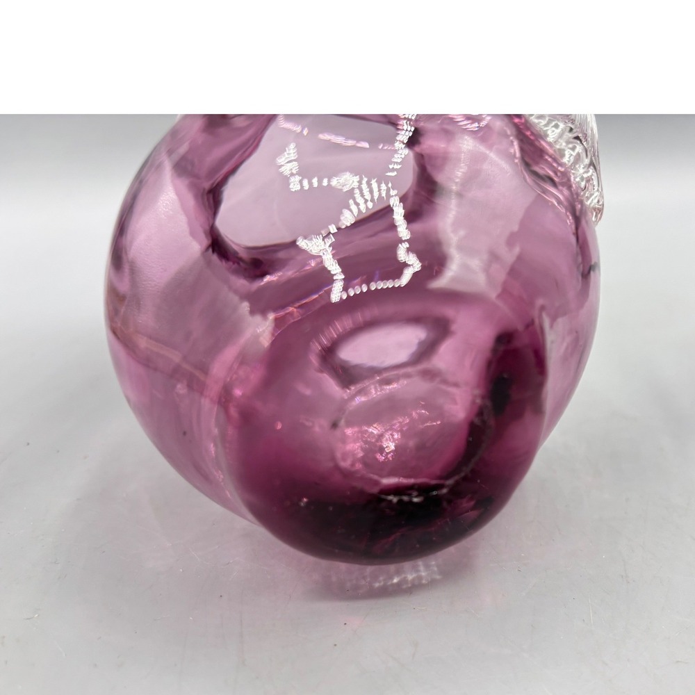 Vintage Cranberry Mini PItcher Creamer Glass 3.75" Hand Blown - Picture 6 of 7